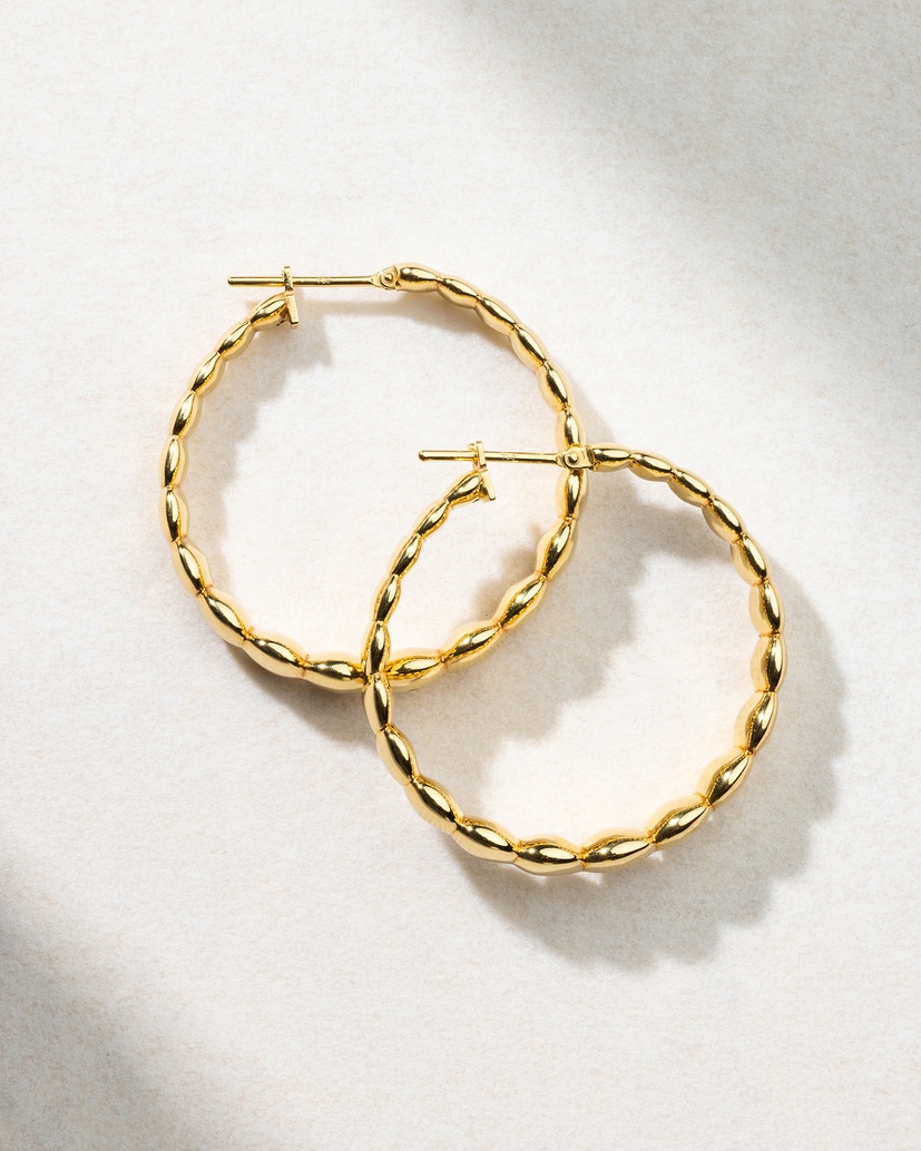 18K Yellow Gold Hoop Earrings - Image 1