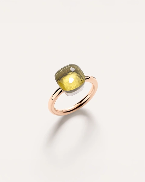 Nudo Classic ring in 18k rose and white gold with  lemon quartz