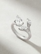18K White Gold Ring with Pear Shaped and Marquise Diamonds - Image 1