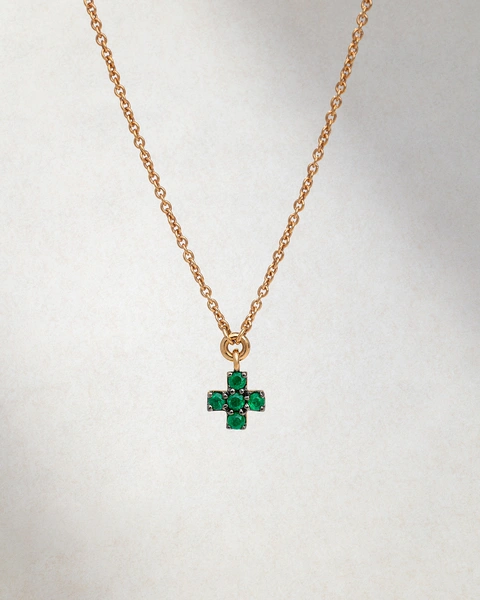 Σταυρός από 18Κ Ροζ Χρυσό με Σμαράγδια