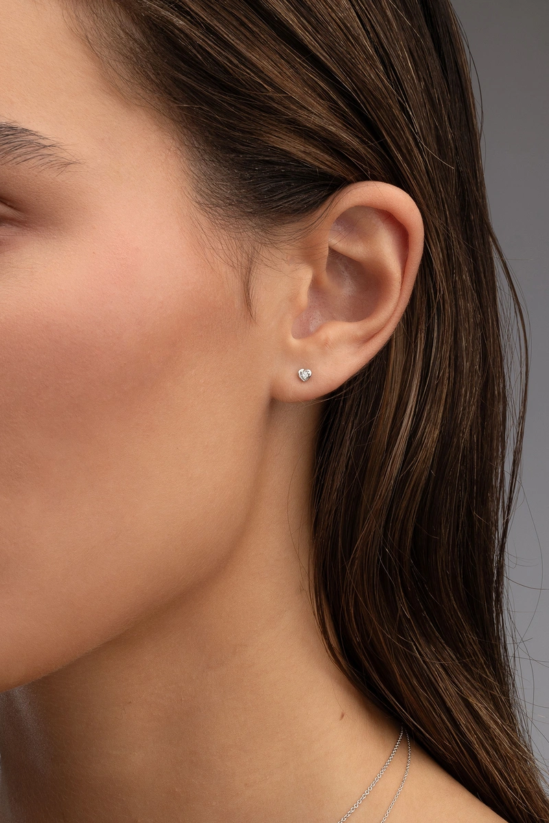 Σκουλαρίκια Καρδιές Λευκόχρυσα Κ18 με Διαμάντια