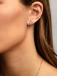 18K Rose Gold Earrings with Pear Shaped Outline and Diamonds - Image 2