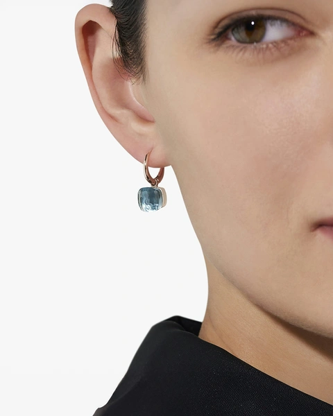 Nudo Earrings in 18k Rose and White gold with 2 sky blue topazes