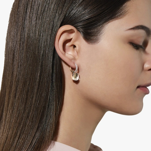 Nudo Earrings in 18k Rose and White gold 2 white topazes and 56 white diamonds