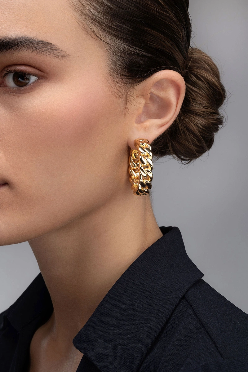 Σκουλαρίκια Κρίκοι σε Κίτρινο Χρυσό Κ18