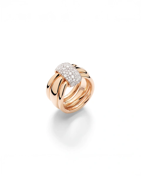 Pomellato Together Ring in 18K Rose and White Gold with Brilliant-Cut Diamonds