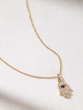 18K Yellow Gold Hand of Fatima with Diamonds and Sapphire - Image 1