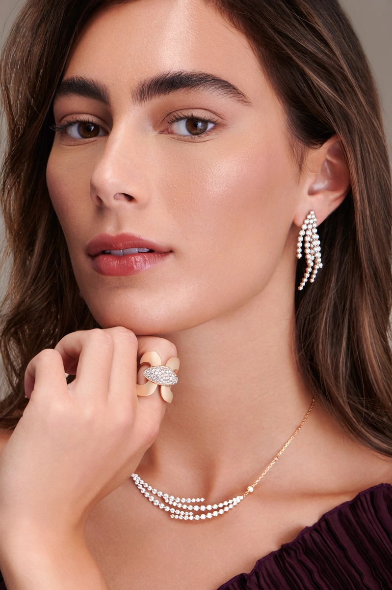 Fireworks Rose Gold Earrings K18 with Diamonds