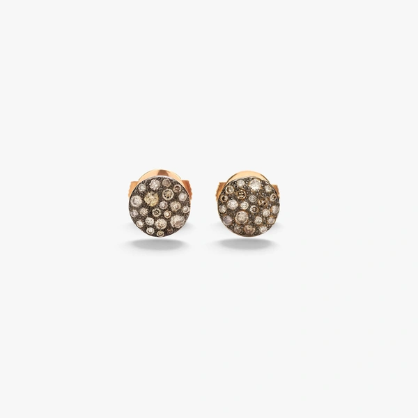 Sabbia Earrings in 18k black rhodium plated Rose gold with 44 brown diamonds