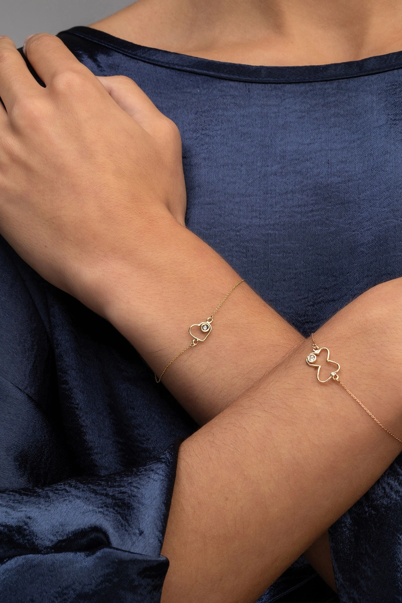 Βραχιόλι Πεταλούδα Ροζ Χρυσό Κ18 με Μπριγιάν