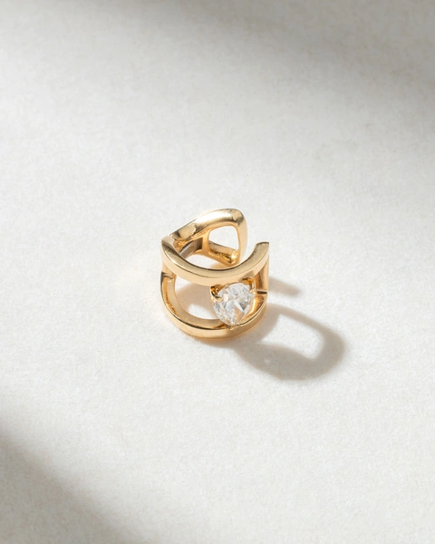 18K Rose Gold Ear Cuff with Pear Diamond