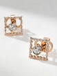 18K Rose Gold Earrings with Square Diamond Outline - Image 1