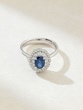 18K White Gold Ring with Oval Sapphire and Diamonds