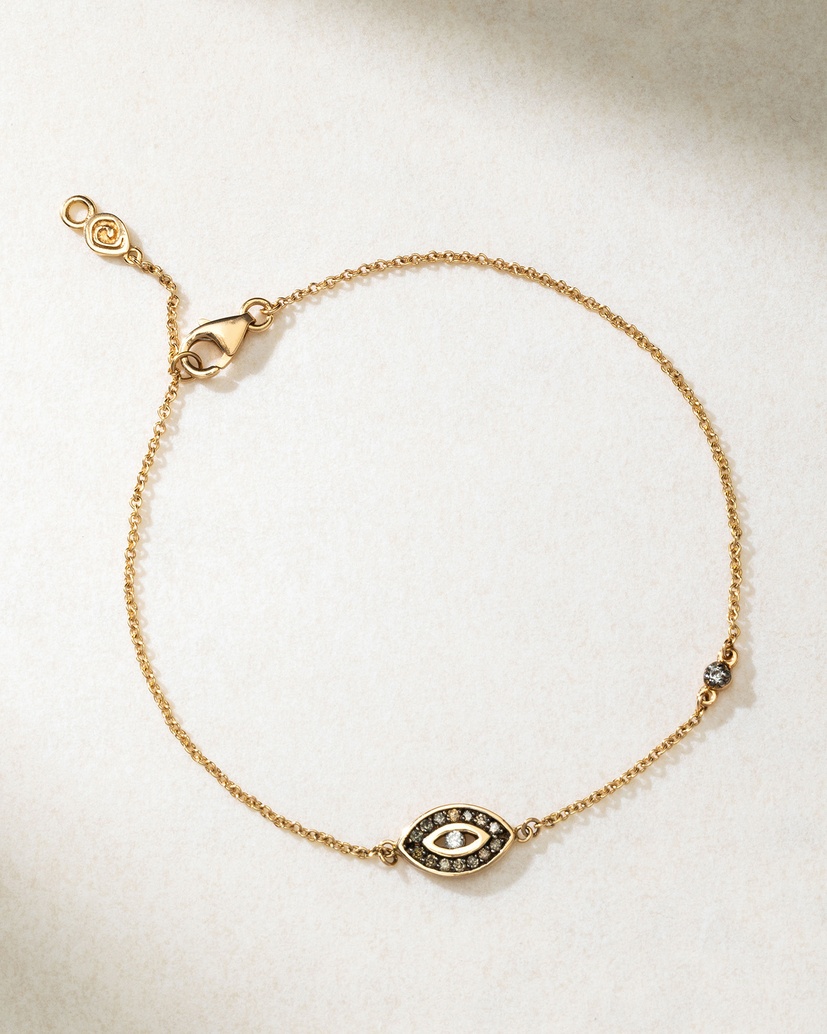 18Κ Rose Gold Bracelet with Talisman Eye, Brown and White Diamonds