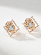 18K Rose Gold Earrings with Square Diamond Outline - Image 2
