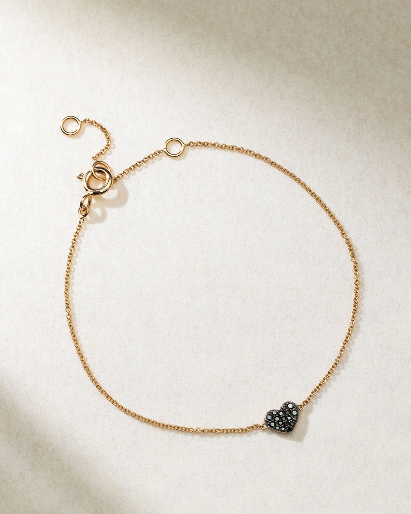 18K Rose Gold Bracelet with Black Diamond Heart