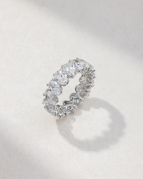 Eternity Ring in 18K White Gold with Oval-Cut Diamonds
