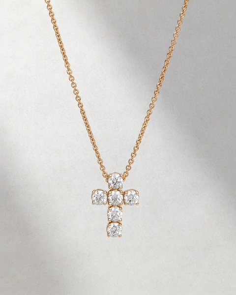 Σταυρός από 18Κ Ροζ Χρυσό με Μπριγιάν Διαμάντια