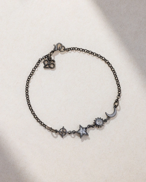 Black Plated Bracelet with Charms