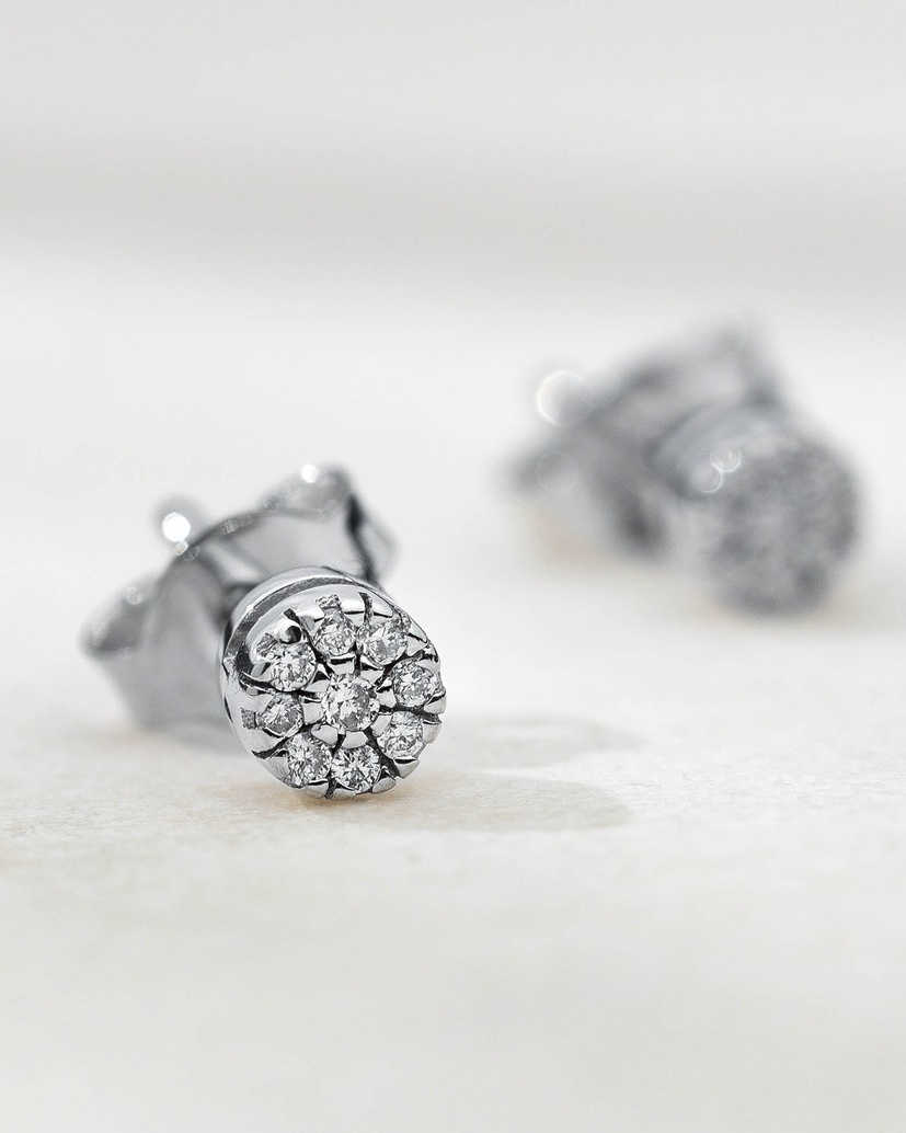 18K White Gold Studs with Brilliant Cut Diamonds