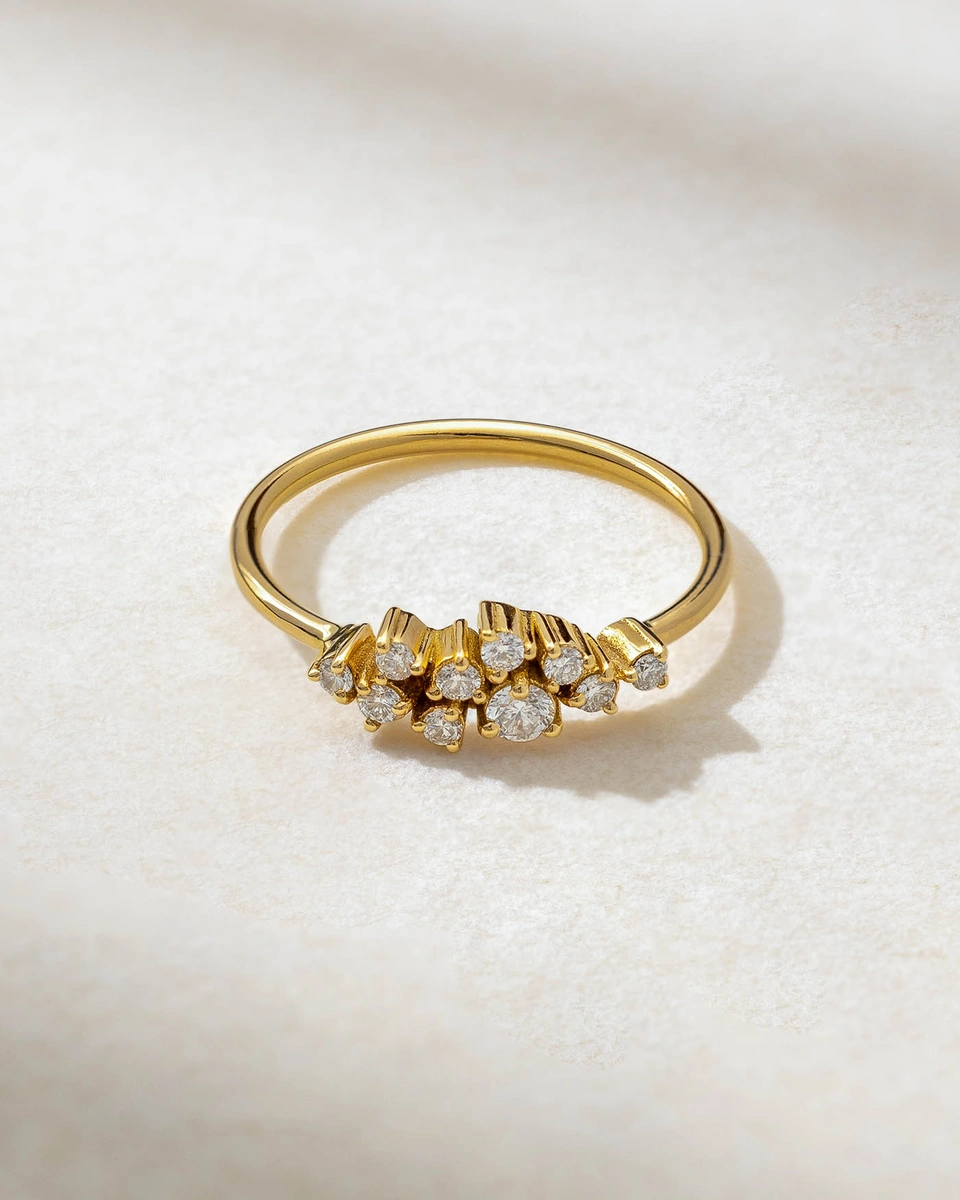 Ροζ Χρυσό Κ18 Δαχτυλίδι με Μπουκέτο Μπριγιάν