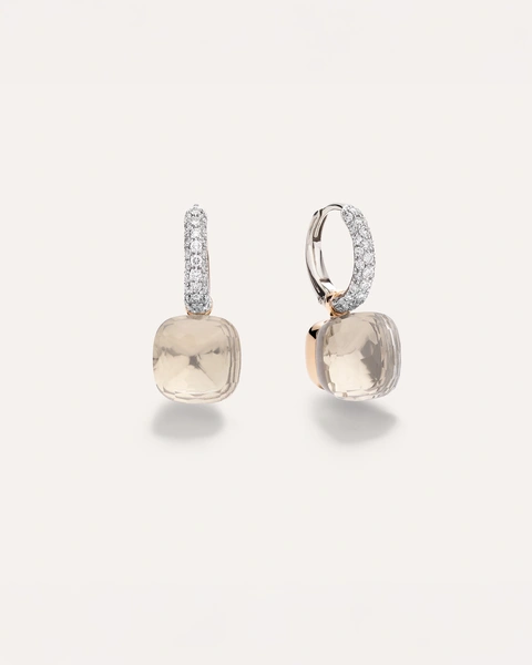 Nudo Earrings in 18k Rose and White gold 2 white topazes and 56 white diamonds