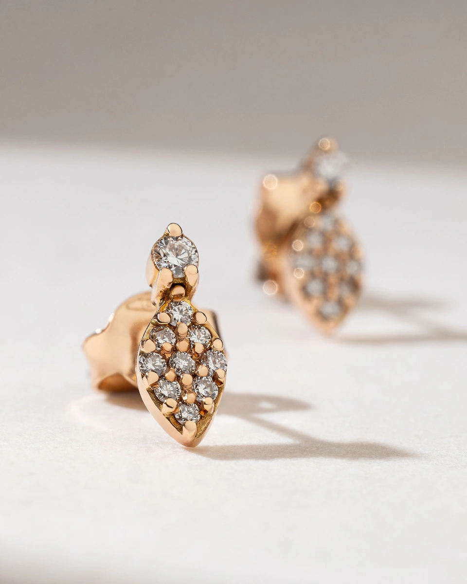 Cute Brilliant Cut Diamond Studs in 18K Rose Gold