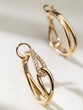 18 Karat Oval Knot Rose Gold Hoop Earrings with Diamonds