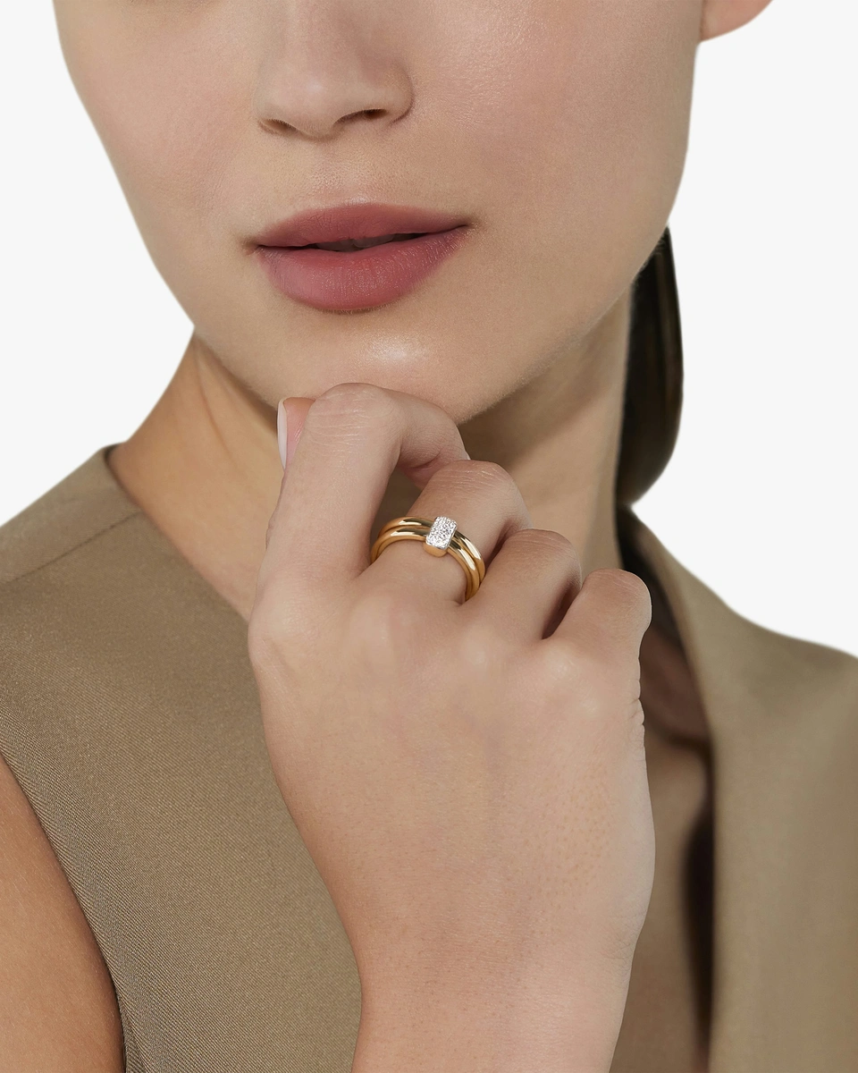 Together Ring in 18k rose gold with white diamonds