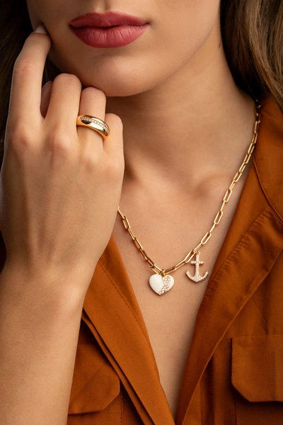 18K Rose Gold Bulky Band Ring with Diamonds