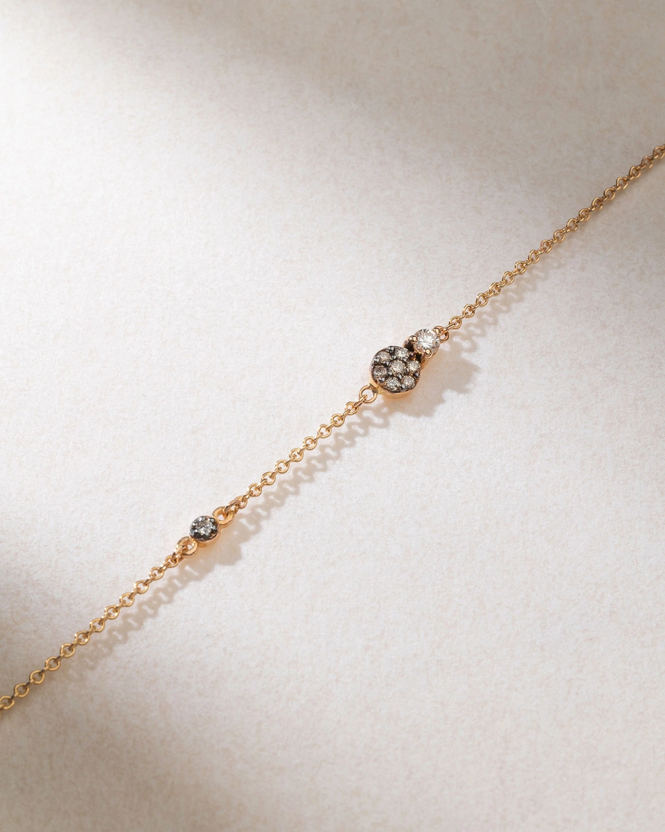 18K Rose Gold Bracelet with White and Brown Diamonds