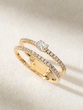 18K Rose Gold Ring with Oval Shaped Diamonds and Brilliants