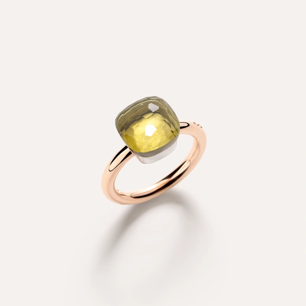 Nudo Classic ring in 18k rose and white gold with  lemon quartz