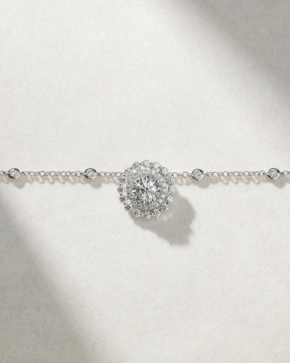 Κολιέ Λευκόχρυσο Κ18 με Παντατίφ από Μπριγιάν Διαμάντια