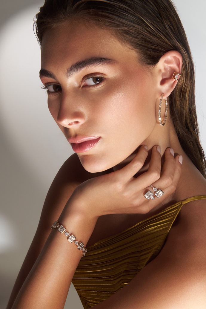 18K Rose Gold Ear Cuff with  Pear Diamond - Image 2