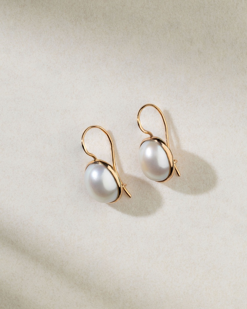 Gold Earrings K18 with Pearls