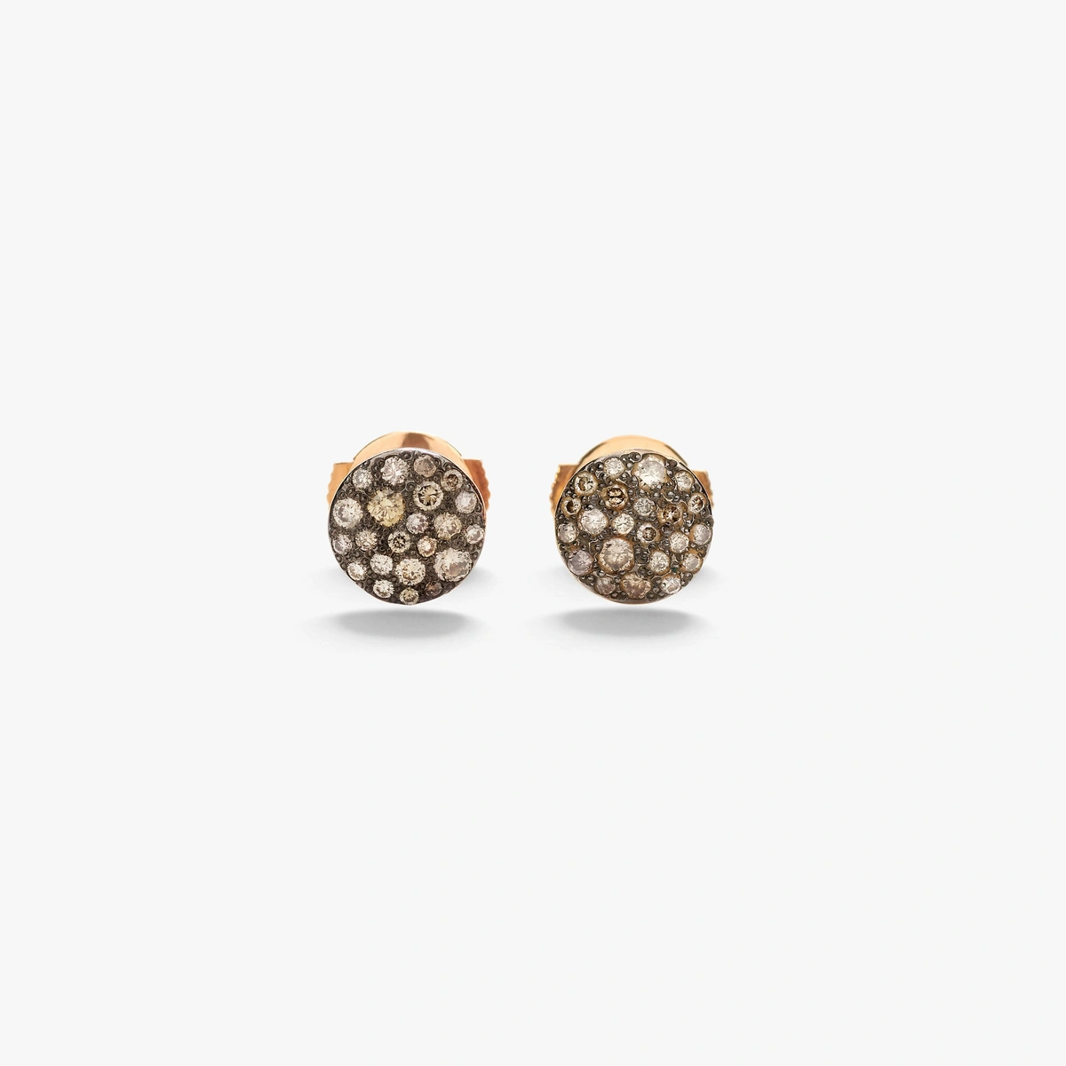 Sabbia Earrings in 18k black rhodium plated Rose gold with 44 brown diamonds