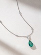 18K White Gold Necklace with Pear Shaped Emerald and Diamond - Image 1