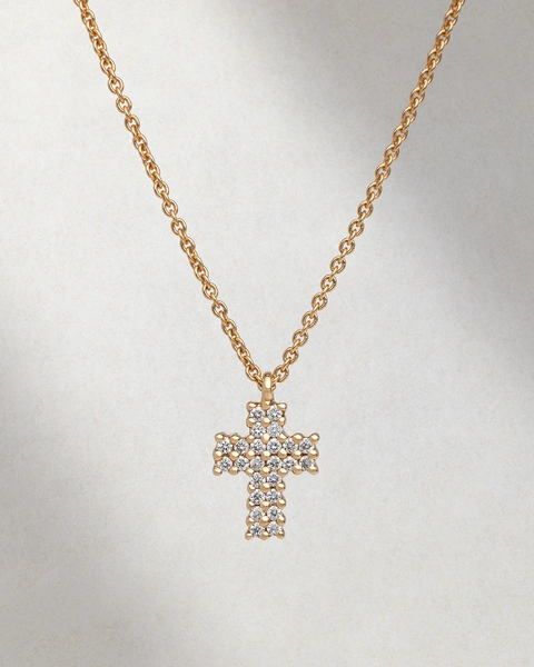 Εντυπωσιακός σταυρός με αλυσίδα από 18Κ Ροζ Χρυσό με Μπριγιάν διαμάντια