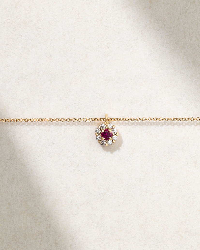 18K Rose Gold Ruby and Diamond Necklace