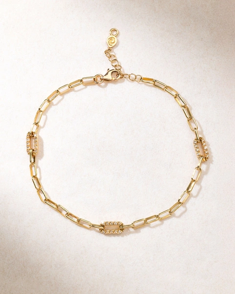 18K Yellow Gold Chain Bracelet with Diamonds