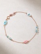 18K Rose Gold Turquoise, Mother of Pearl Bracelet, Corals and Pearls.