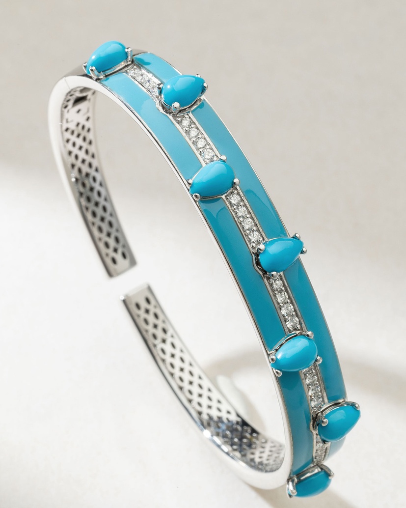 18K White Gold Bracelet with Turquoise and Diamonds