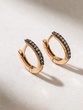 18K Rose Gold Oval Hoops with Brown Diamonds