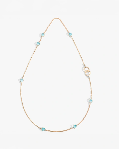 Nudo Necklace in 18k rose and white gold with 7 sky blue topazes