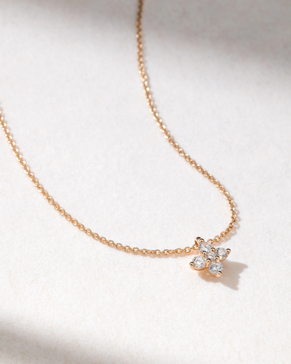 18K Rose Gold Necklace with Diamond Miniature Cross