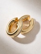 18K Yellow Gold Bold Hoops with Diamonds