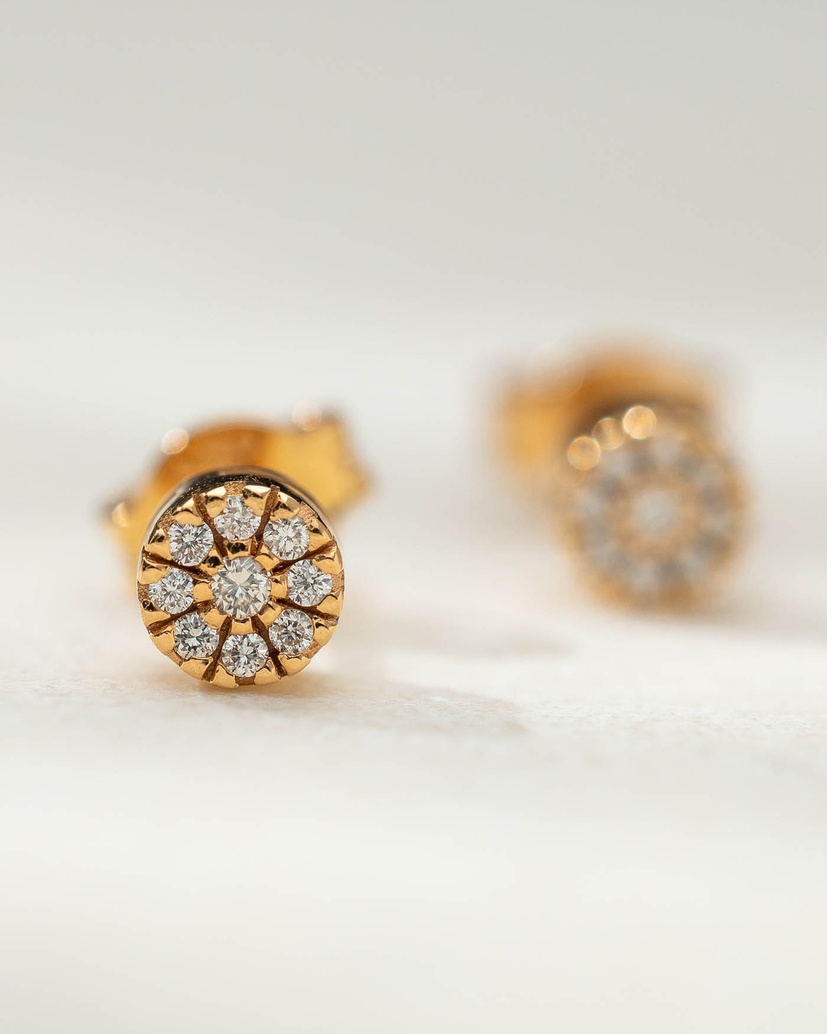 18K Rose Gold Studs with Brilliant Cut Diamonds