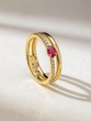 18K Rose Gold Ring With Double Band and Ruby