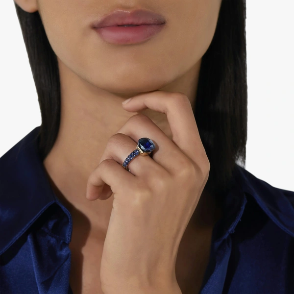 Δαχτυλίδι Nudo Classic σε Λευκόχρυσο και Ροζ Χρυσό με London Blue Topaz, Lapis και Μπλε Ζαφείρια